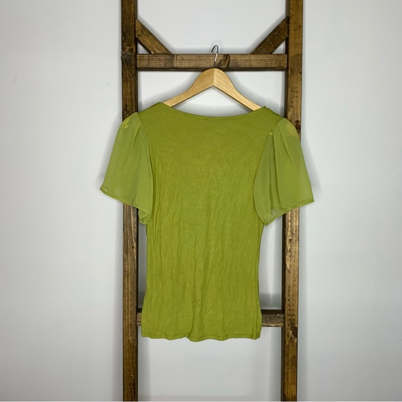 1. State Green Flutter Sleeve Fitted Blouse - Picture 5 of 5